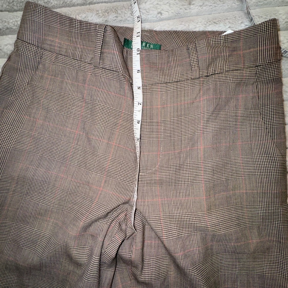 Ralph Lauren LRL Women's 4 Houndstooth Wide Leg Pants‎ Brown Red Wool Equestrian - Picture 7 of 13